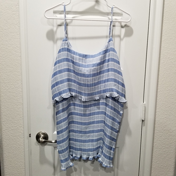 Perfectly Priscilla Blue White Striped Tank Top Summer Blouse Size XL - Picture 8 of 12